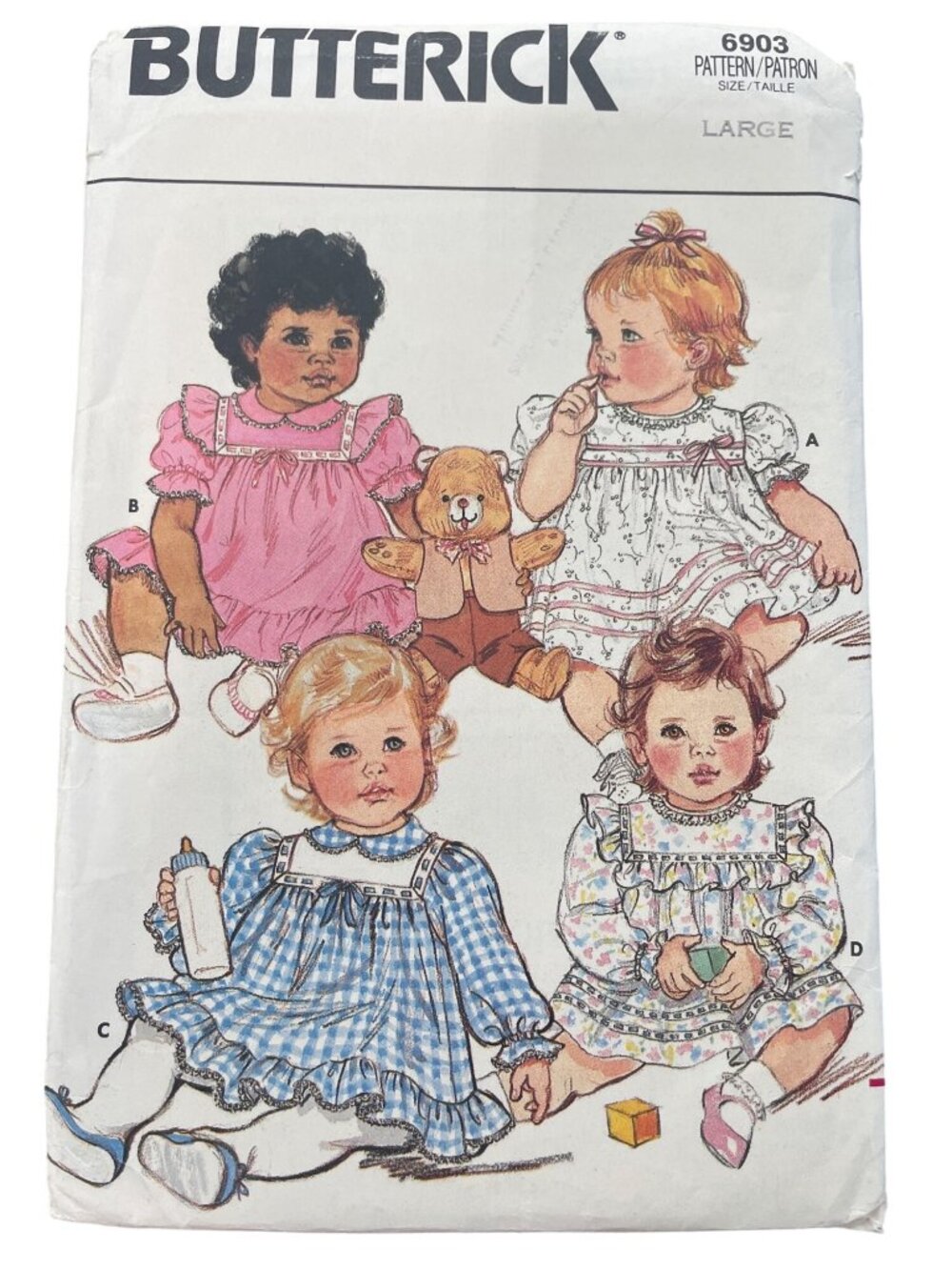 Vintage Butterick 6903 Sewing Pattern Large Infants Dress & Panties Retro CUT